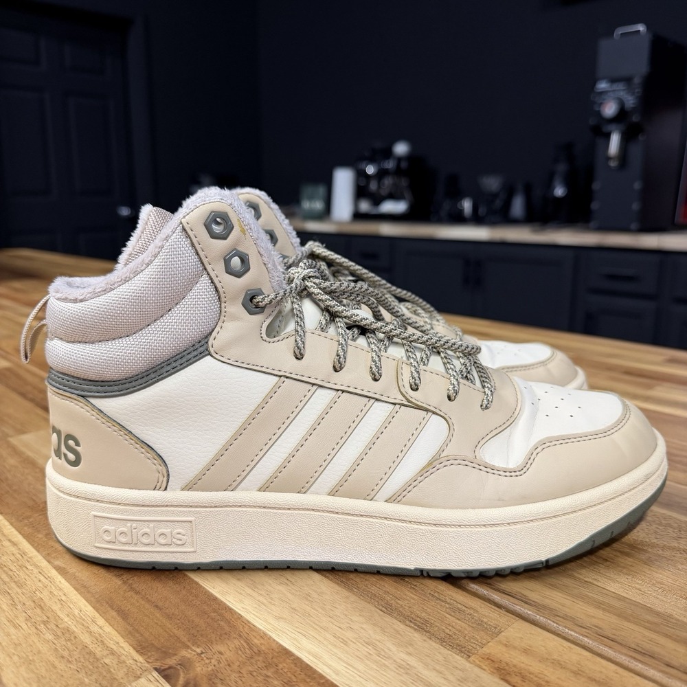 Adidas Hoops 3.0 Mid Mens Size 8 Beige Ivory Athletic Basketball Shoes Sneakers